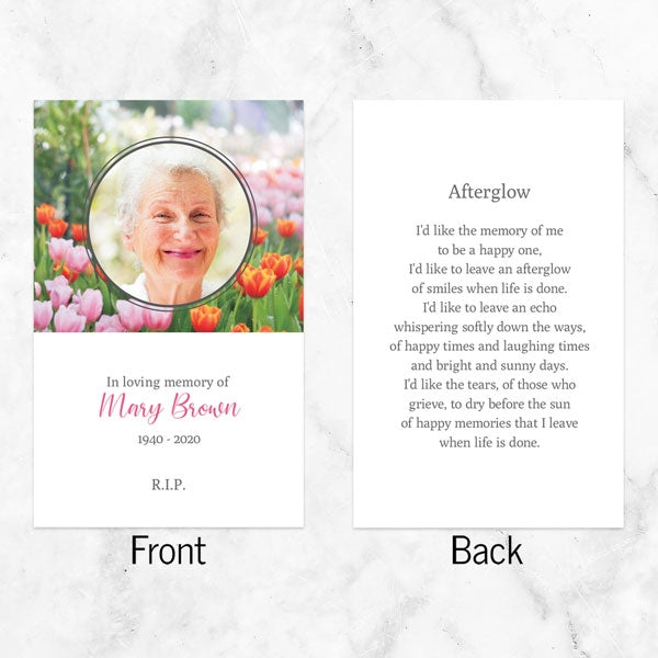 Funeral Memorial Cards - Spring Tulips