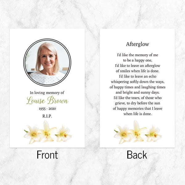 Funeral Memorial Cards - Three Lilies
