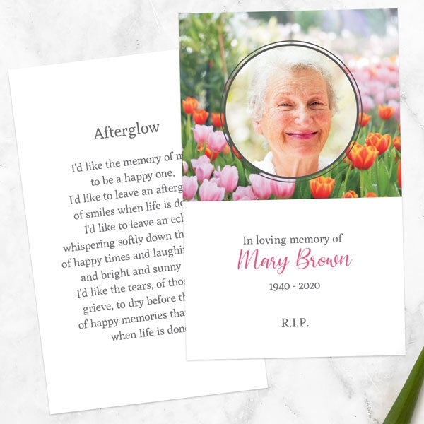 Funeral Memorial Cards - Spring Tulips