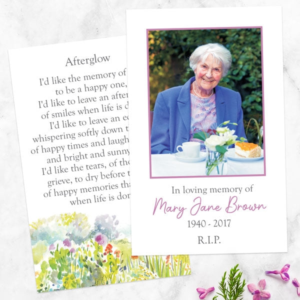 Funeral Memorial Cards - Watercolour Wildflowers
