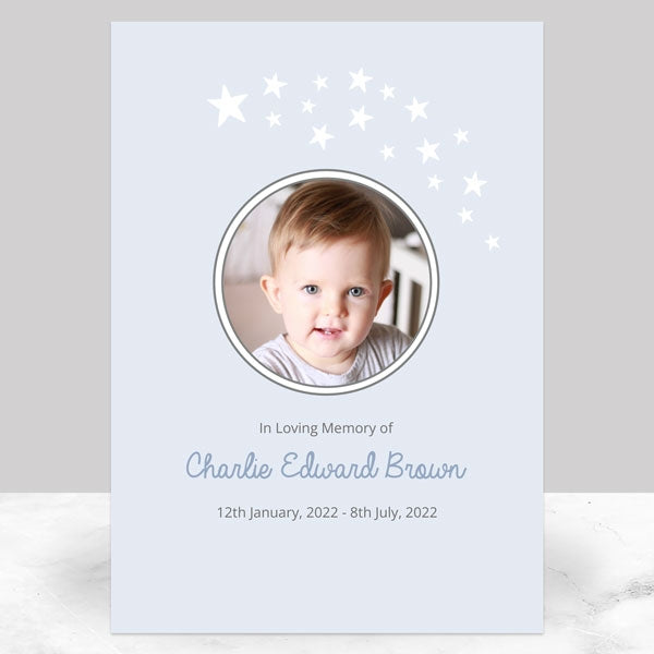 Funeral Memorial Sign - Shooting Star Blue