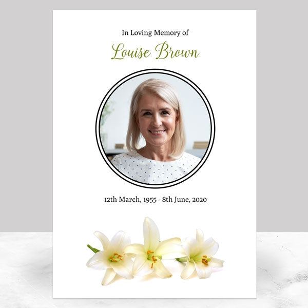 Funeral Memorial Sign - Three Lilies