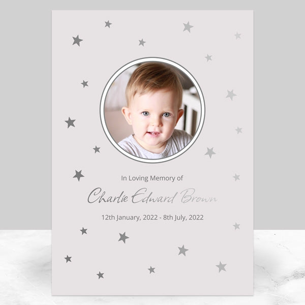 Foil Funeral Memorial Sign - Twinkling Stars Photo