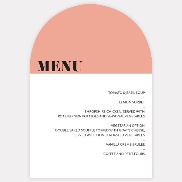 Colour Block Typography Wedding Menu