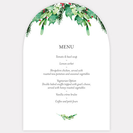 Festive Foliage Iridescent Wedding Menu