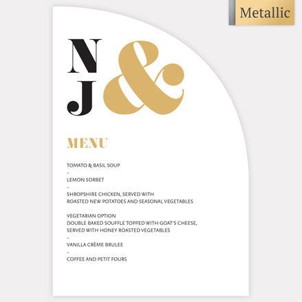 Metallic Ampersand Metallic Wedding Menu