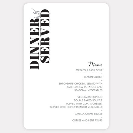 Minimalist Typography Wedding Menu