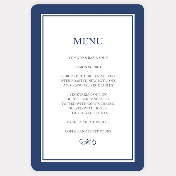 Royal Border Wedding Menu - Fast Delivery at Dotty About Paper