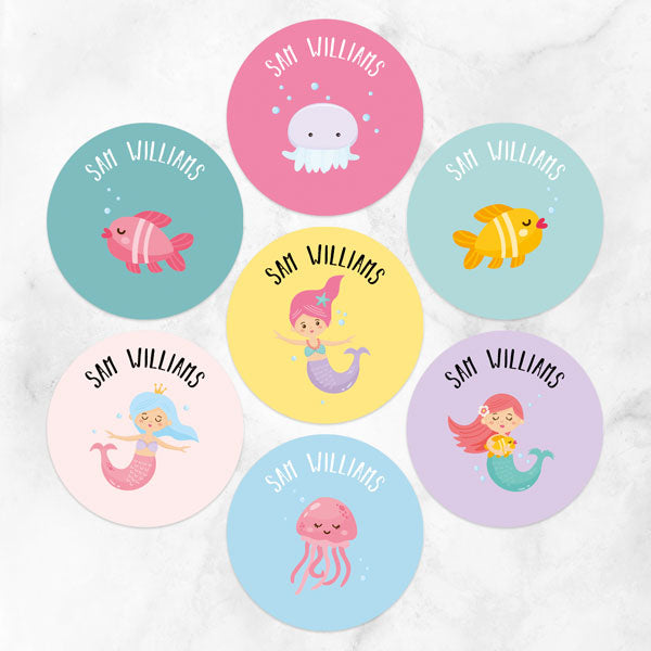 Mermaid Party - Personalised Kids Stickers - Pack of 35
