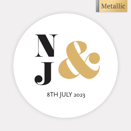 Metallic Ampersand Metallic Wedding Stickers - Pack of 35