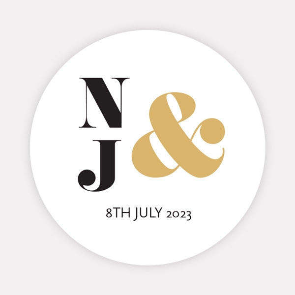 Metallic Ampersand Metallic Wedding Stickers - Pack of 35