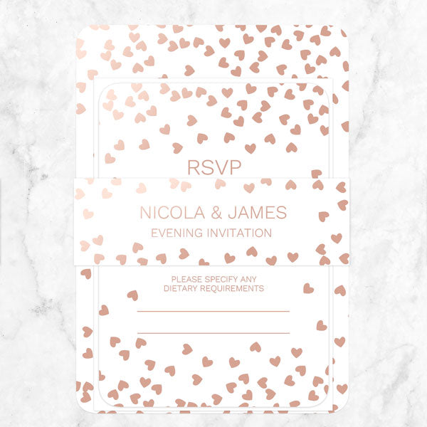 Metallic Hearts - Foil Boutique Evening Invitation & RSVP