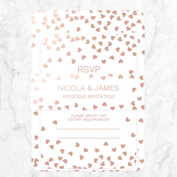 Metallic Hearts - Foil Boutique Wedding Invitation & RSVP