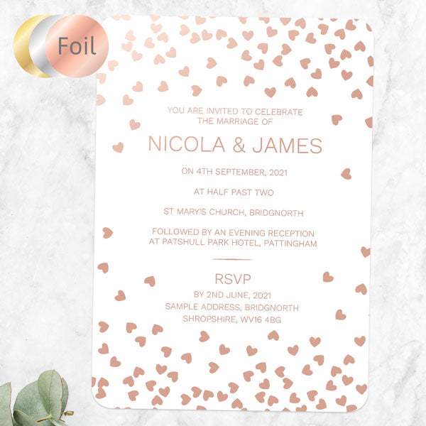 Metallic Hearts - Foil Wedding Invitations