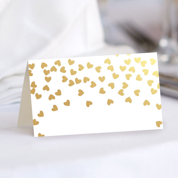 Metallic Hearts - Foil Ready to Write Wedding Place Cards