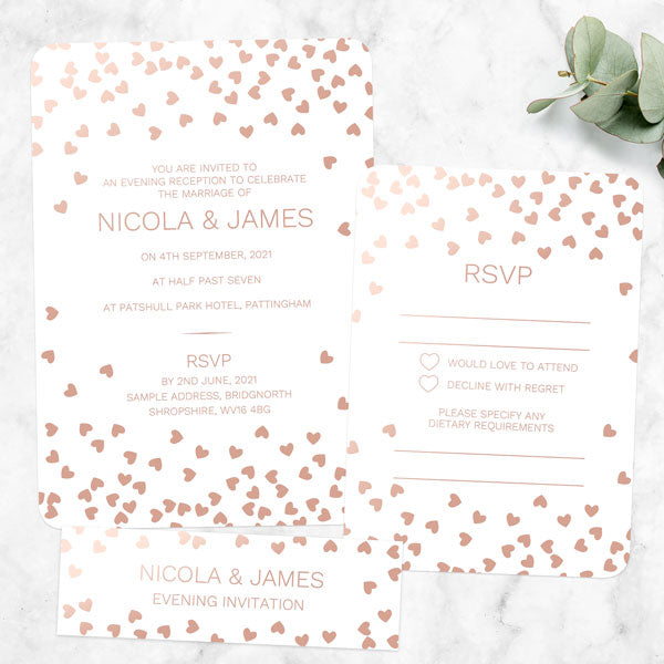 Metallic Hearts - Foil Boutique Evening Invitation & RSVP