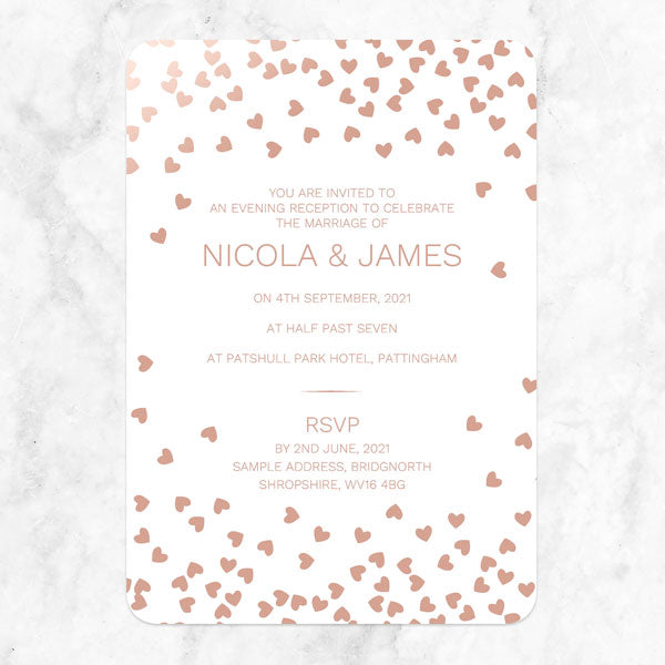 Metallic Hearts - Foil Evening Invitations