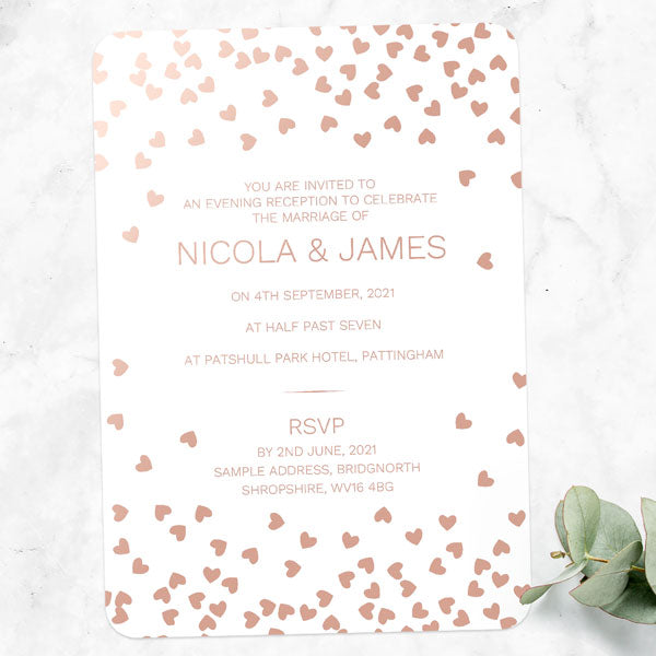 Metallic Hearts - Foil Evening Invitations