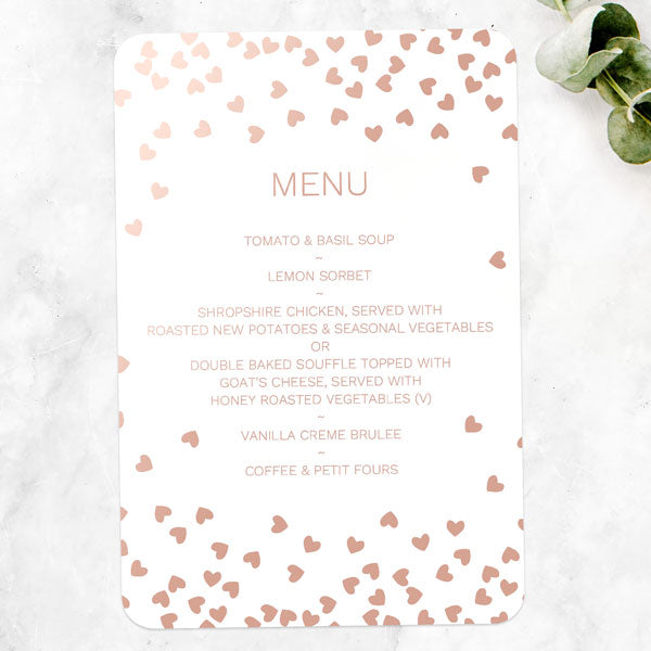 Metallic Hearts - Foil Wedding Menus