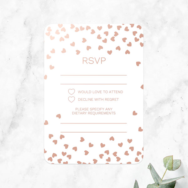 Metallic Hearts - Foil Boutique Evening Invitation & RSVP