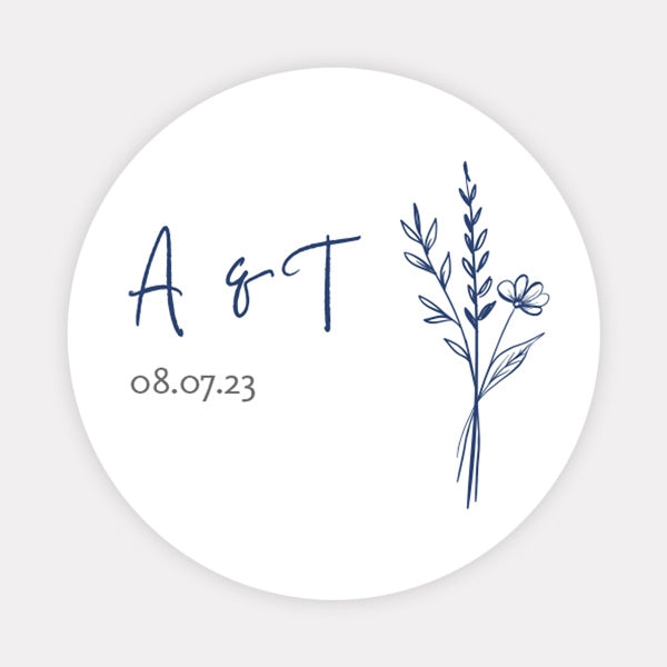 Modern Sprig Wedding Stickers - Pack of 35