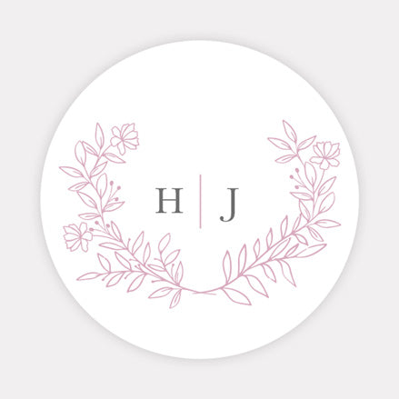Monogram Floral Crest Wedding Stickers - Pack of 35