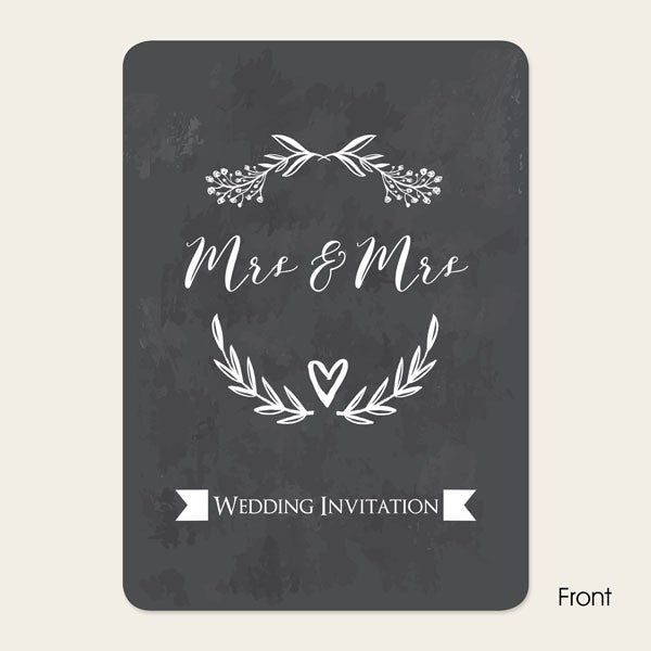 Mrs & Mrs Floral Chalkboard - Ready to Write Wedding Invitations