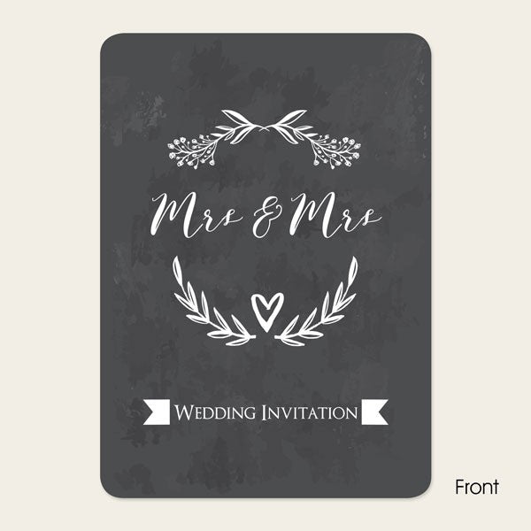 Mrs & Mrs Floral Chalkboard - Ready to Write Wedding Invitations