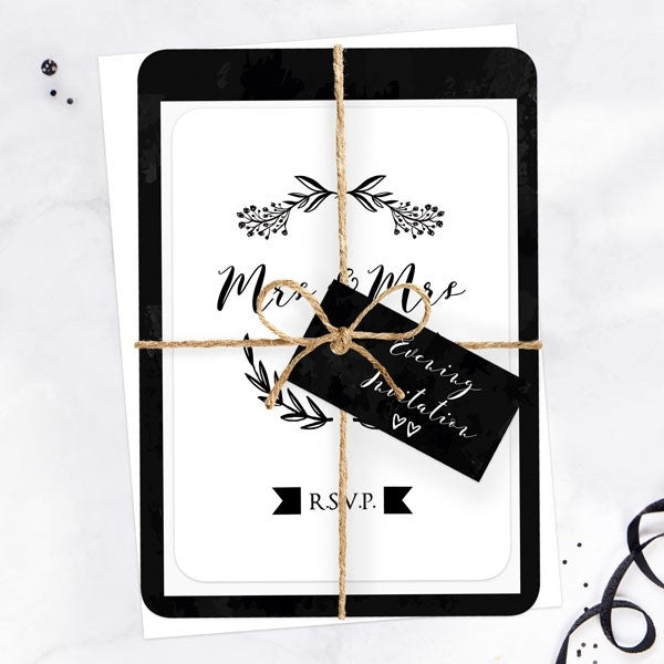 Mrs & Mrs Floral Chalkboard - Ready to Write Evening Invitations & RSVP