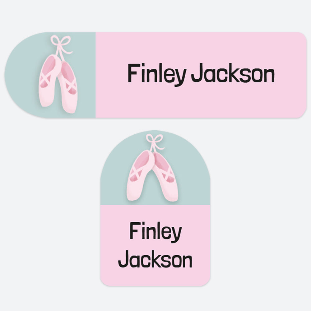 No Iron Personalised Stick On Waterproof (Clothing/Equipment) Name Labels - Ballet Shoes - Mixed Pack of 50