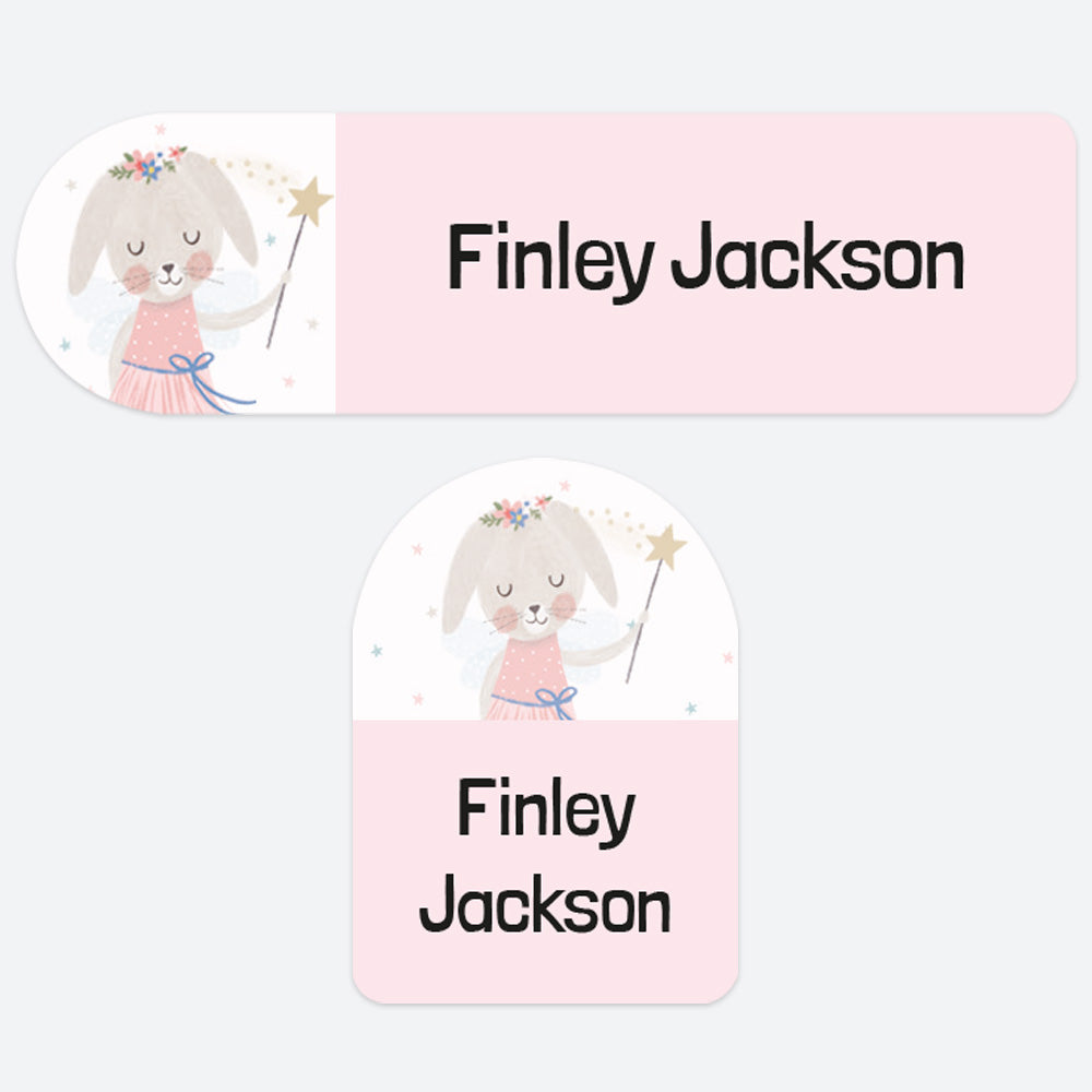 No Iron Personalised Stick On Waterproof (Clothing/Equipment) Name Labels - Flopsy Bunny - Mixed Pack of 50