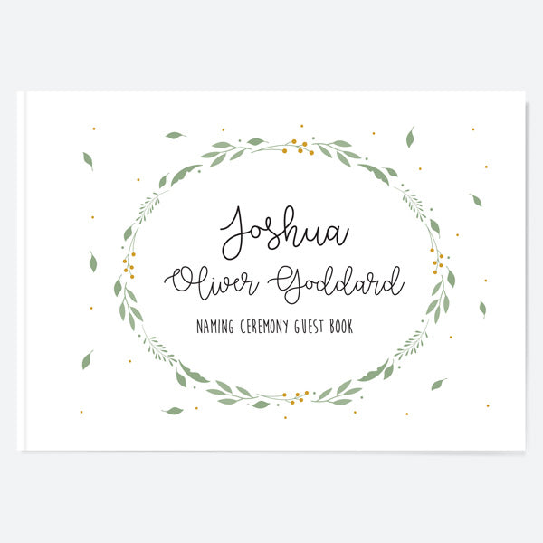Boys Foliage Wreath - Naming Ceremony Guest Book