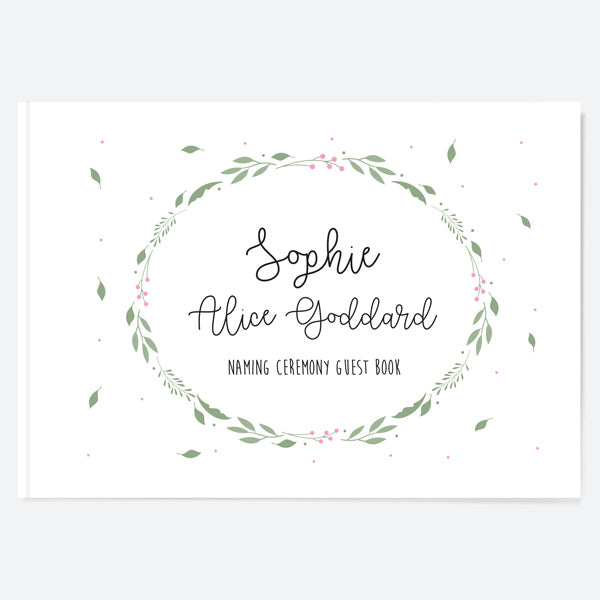 Girls Foliage Wreath - Naming Ceremony Guest Book