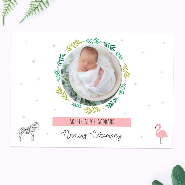 Naming Ceremony Invitations - Girls Go Wild - Use Your Own Photo - Pack of 10