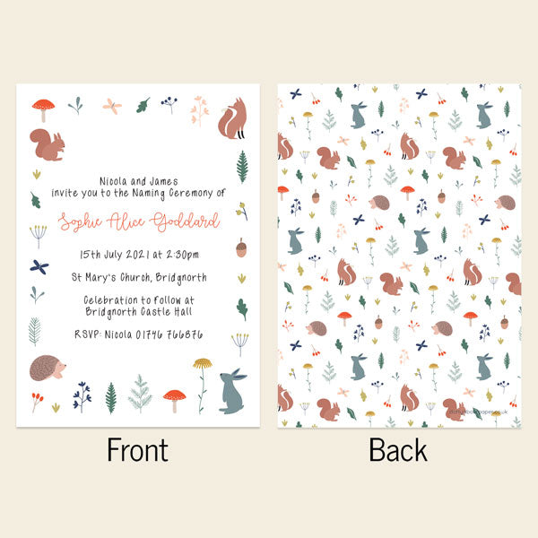 Naming Ceremony Invitations - Whimsical Forest - Pack of 10