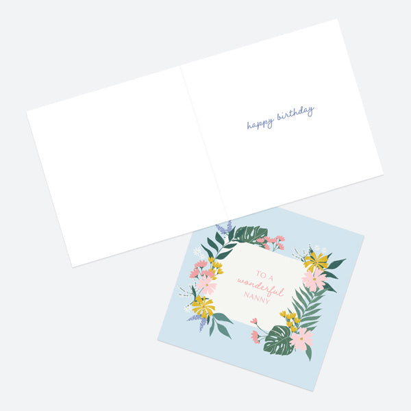 Nanny Birthday Card - Summer Botanicals - Floral Frame