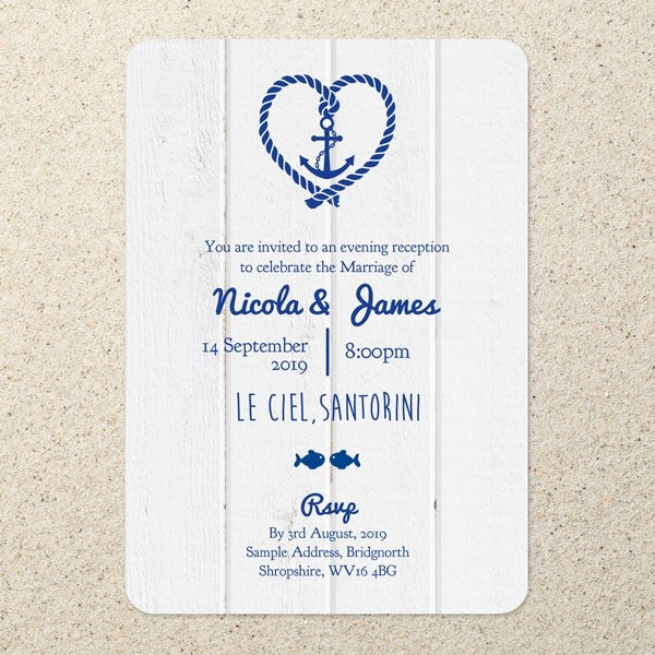 Nautical Heart & Anchor - Boutique Evening Invitation & RSVP