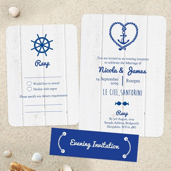 Nautical Heart & Anchor - Boutique Evening Invitation & RSVP