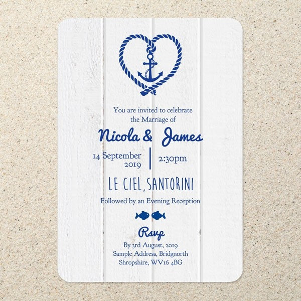 Nautical Heart & Anchor - Boutique Wedding Invitation & RSVP
