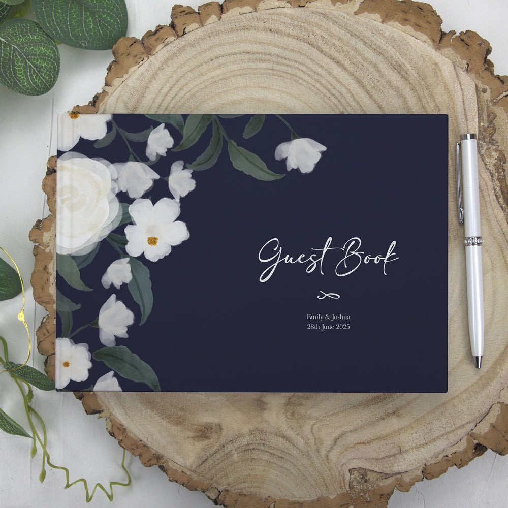 Navy Country Flowers - Wedding Guest Book