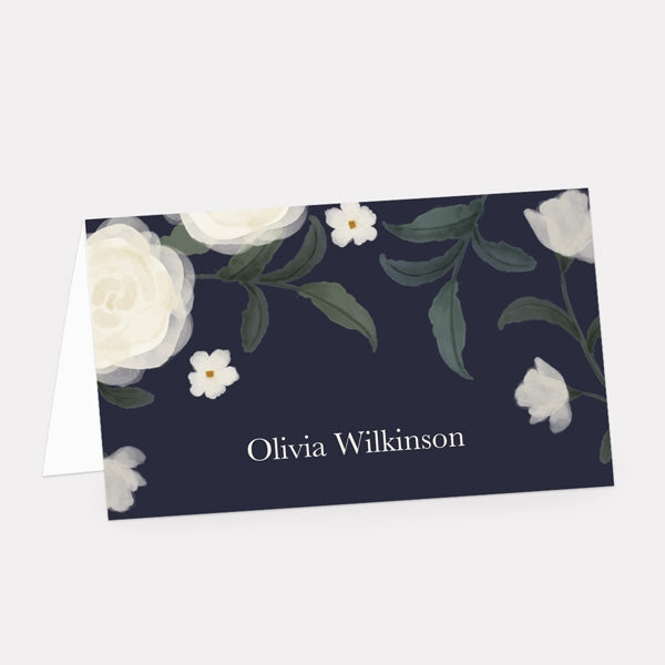 Navy Country Flowers Place Card