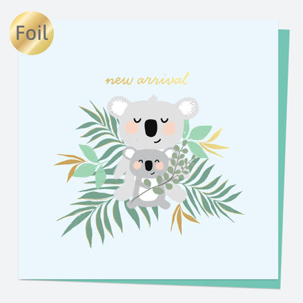 Luxury Foil New Baby Card - Animal World - Koala - New Arrival