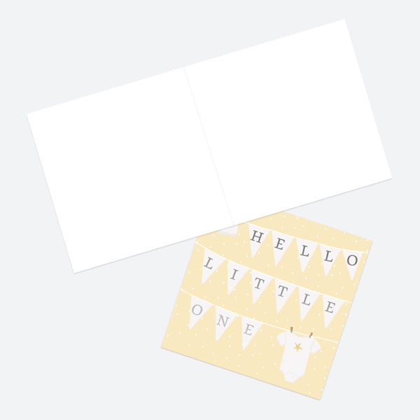Luxury Foil New Baby Card - Dotty Washing Line - Yellow