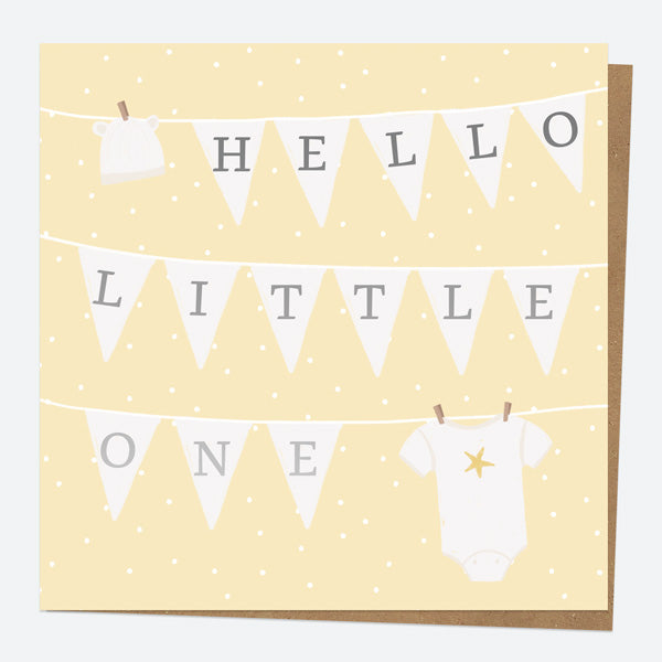 Luxury Foil New Baby Card - Dotty Washing Line - Yellow