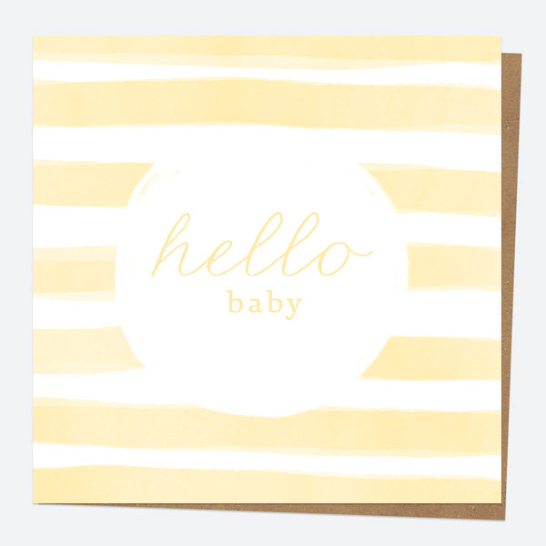 New Baby Card - Watercolour Stripes - Yellow