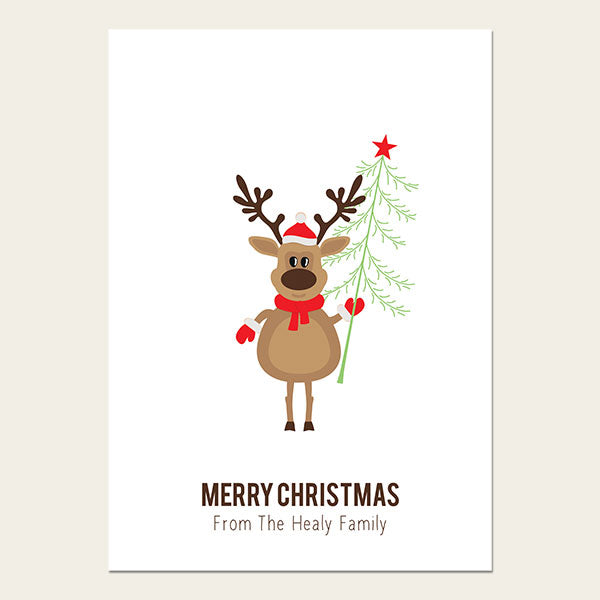 Personalised Christmas Cards - Christmas Reindeer - Pack of 10