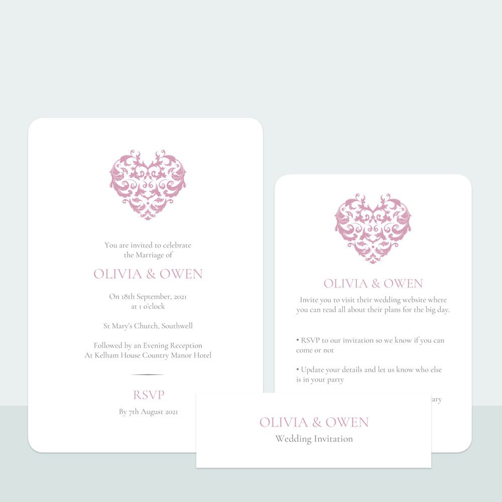 Baroque Heart - Wedding Invitation & Information Card Suite