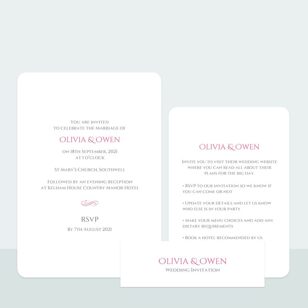 Formal Typography Bespoke - Wedding Invitation & Information Card Suite