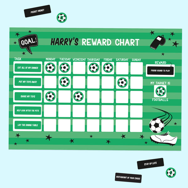 Football Crazy - Personalised Reward Chart & Reusable Stickers