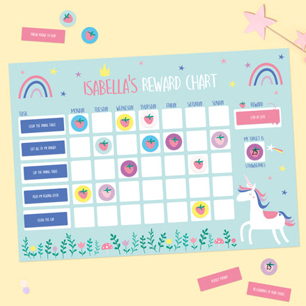 Unicorn Magic - Personalised Reward Chart & Reusable Stickers